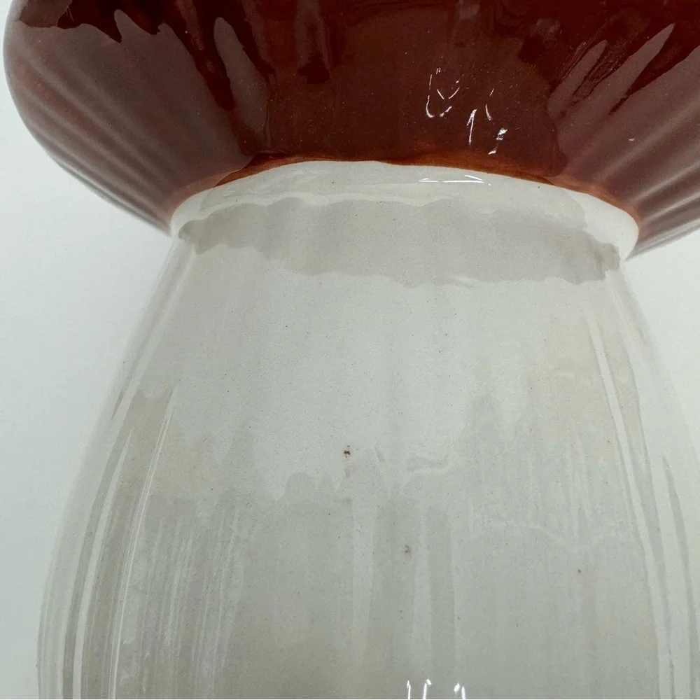 Ceramic Mushroom Canister Reddish Brown & Off White Food Safe New Nwt